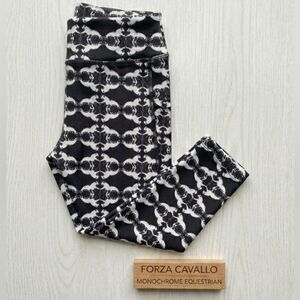 Forza Cavallo Kids Eco-Poly Leggings Monochrome Equestrian Print Size 6/8